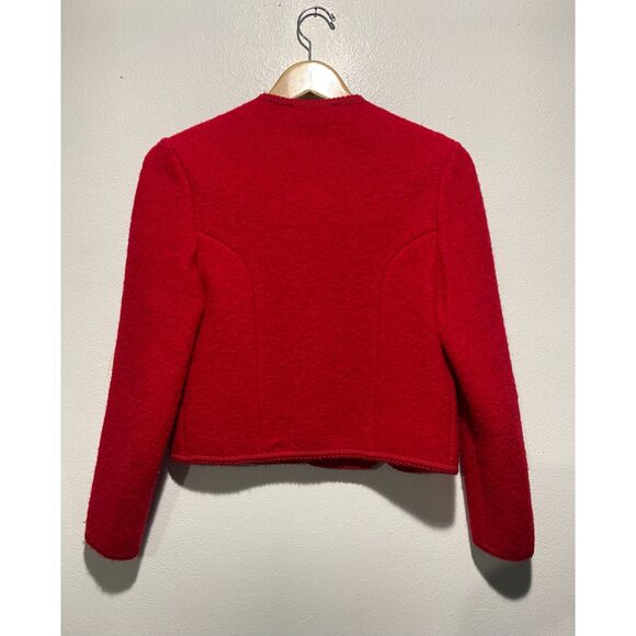 The Eagle's Eye 100% boiled wool cropped jacket VTG festive holiday red women 10 - Picture 2 of 4